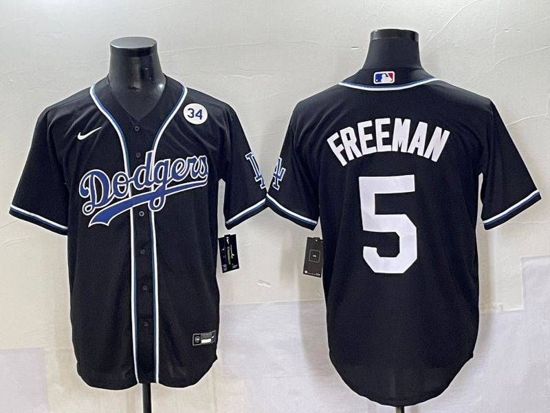 Men 2025 Los Angeles Dodgers #5 Freeman Black Three generations Fashion Nike MLB Jersey style 70410